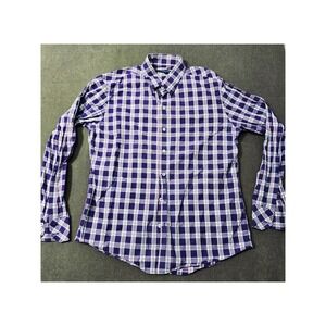 Zachary Prell Dress Shirt Mens L Button Up Long Sleeve Purple Check Out